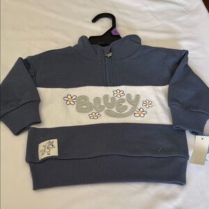 Bluey Navy & White Kids Half-Zip Sweatshirt